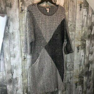 Baker Payne women's sweater dress wool medium grey black vintage geometric